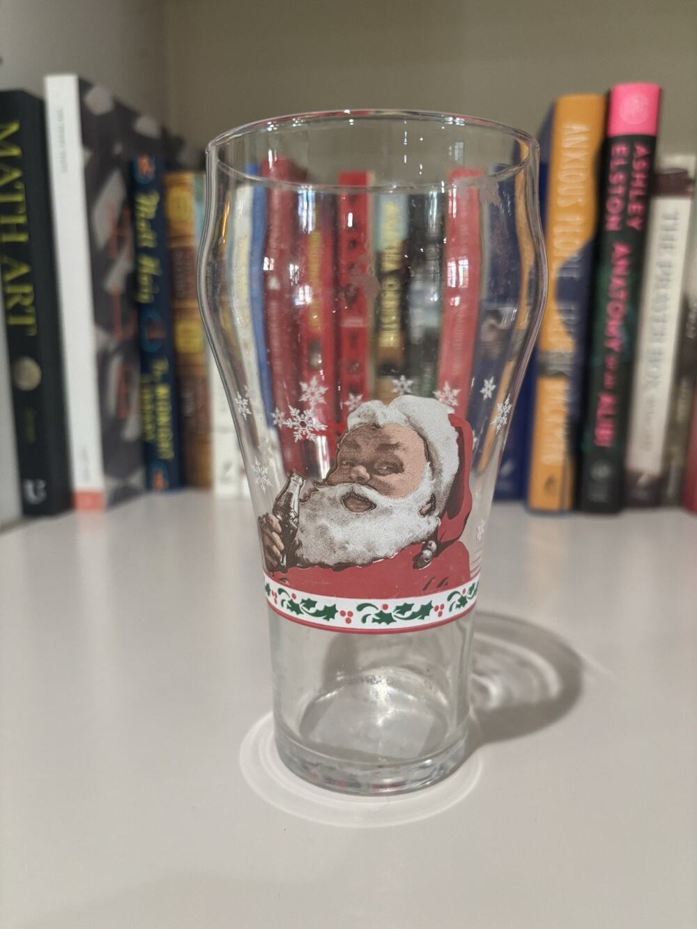 Santa Claus Christmas Decorated Clear Glass Beer Glass 12oz Traditional